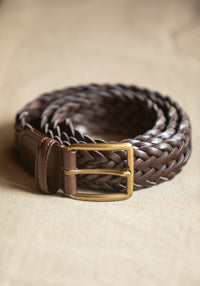 Ceinture Cuir Tressée Tabac